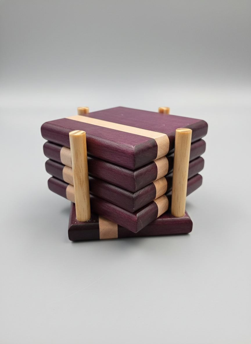 Handcrafted Wooden Coasters - Set of 4