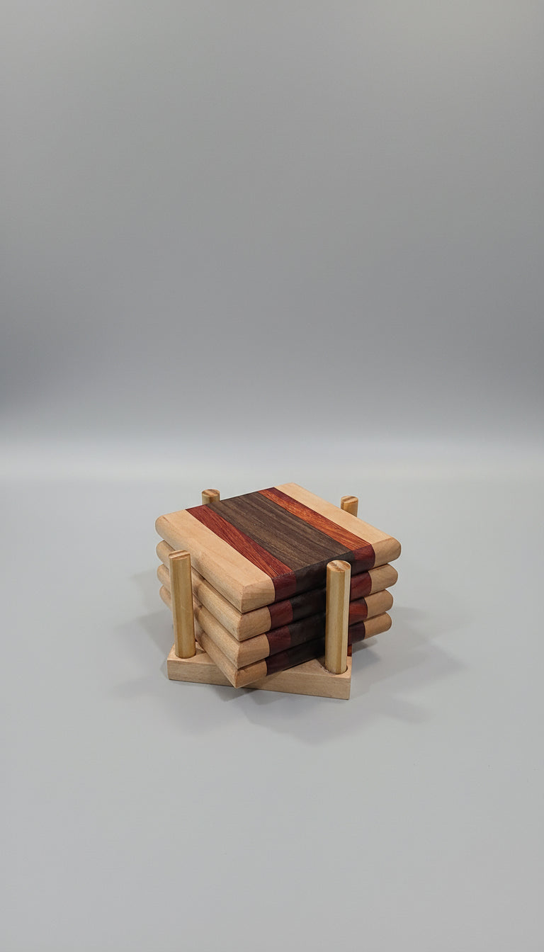 Handcrafted Wooden Coasters - Set of 4