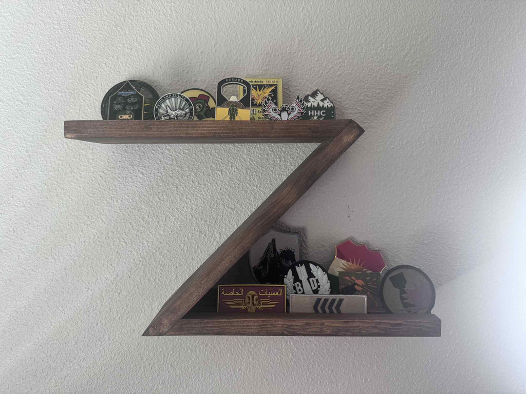 Custom Military Challenge Coin Rack - Handcrafted Pine with Black Walnut Stain (Coins Not Included)